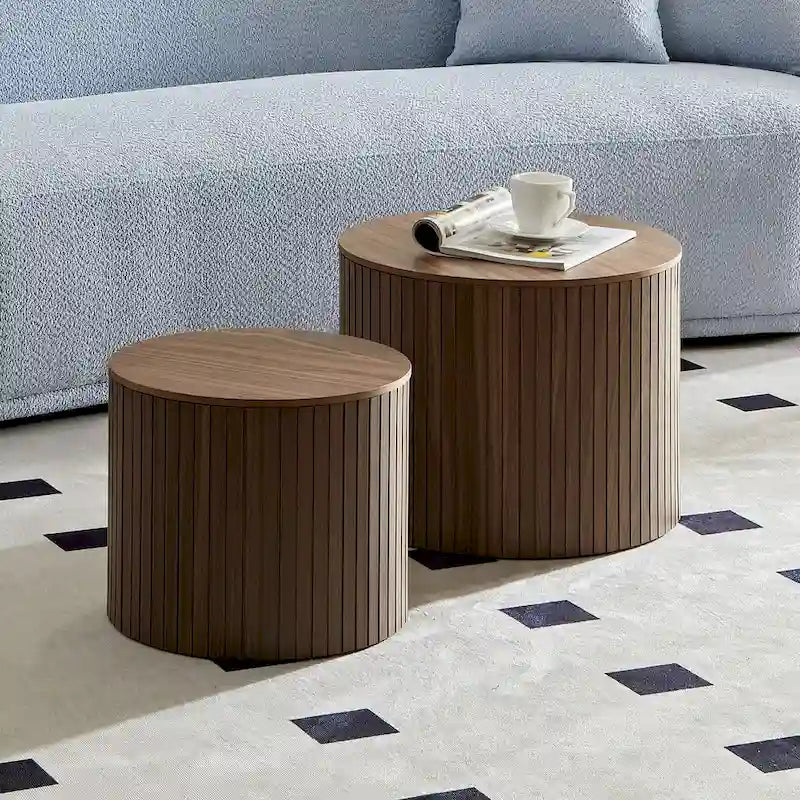 Tables gigognes lot de 2, ensemble de tables basses en MDF pour salon