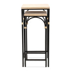 Lot de 2 tables d'appoint carrées Claudette en bois et métal avec détails en rotin