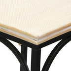 Lot de 2 tables d'appoint carrées Claudette en bois et métal avec détails en rotin