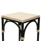 Lot de 2 tables d'appoint carrées Claudette en bois et métal avec détails en rotin