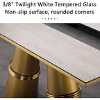 Table console rectangulaire Glam 60 po en verre avec base en acier inoxydable doré brossé