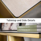 Table console rectangulaire Glam 60 po en verre avec base en acier inoxydable doré brossé