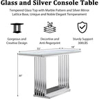 Table console rectangulaire Glam 60 po en verre avec base en acier inoxydable doré brossé