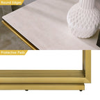 Table console rectangulaire Glam 60 po en verre avec base en acier inoxydable doré brossé