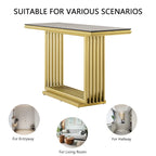 Table console rectangulaire Glam 60 po en verre avec base en acier inoxydable doré brossé