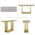 Table console rectangulaire Glam 60 po en verre avec base en acier inoxydable doré brossé