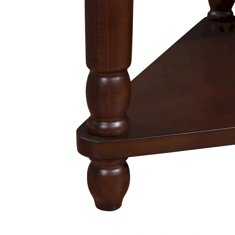 33.8Petite Table d'angle triangulaire, Table d'appoint d'angle en bois pour petits espaces, Table d'appoint d'angle à 3 niveaux avec pieds en bois massif