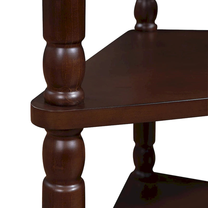 33.8Petite Table d'angle triangulaire, Table d'appoint d'angle en bois pour petits espaces, Table d'appoint d'angle à 3 niveaux avec pieds en bois massif