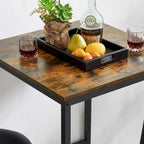 Ensemble table de bar 3 pièces style industriel Grondin avec 2 tabourets de bar en PU souple et dossier, ensemble de salle à manger hauteur comptoir pour 2