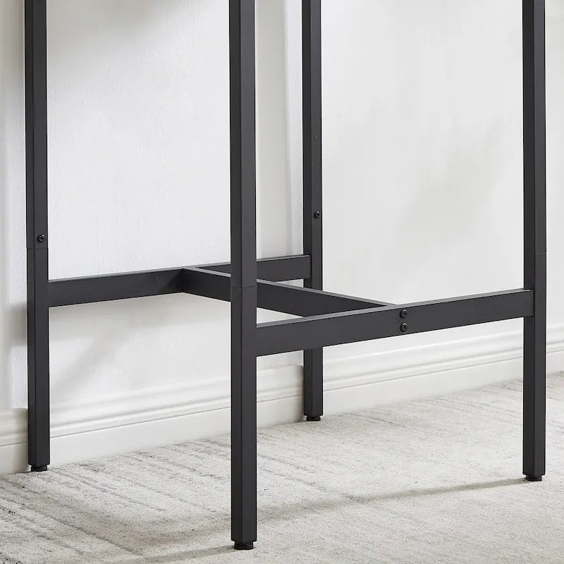 Ensemble table de bar 3 pièces style industriel Grondin avec 2 tabourets de bar en PU souple et dossier, ensemble de salle à manger hauteur comptoir pour 2
