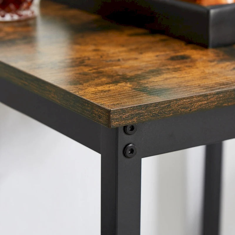 Ensemble table de bar 3 pièces style industriel Grondin avec 2 tabourets de bar en PU souple et dossier, ensemble de salle à manger hauteur comptoir pour 2