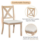 Table à manger extensible de 82 pouces à 6 places avec repose-pieds, 4 chaises de salle à manger rembourrées, banc, deux rallonges amovibles de 11 pouces, coussin beige