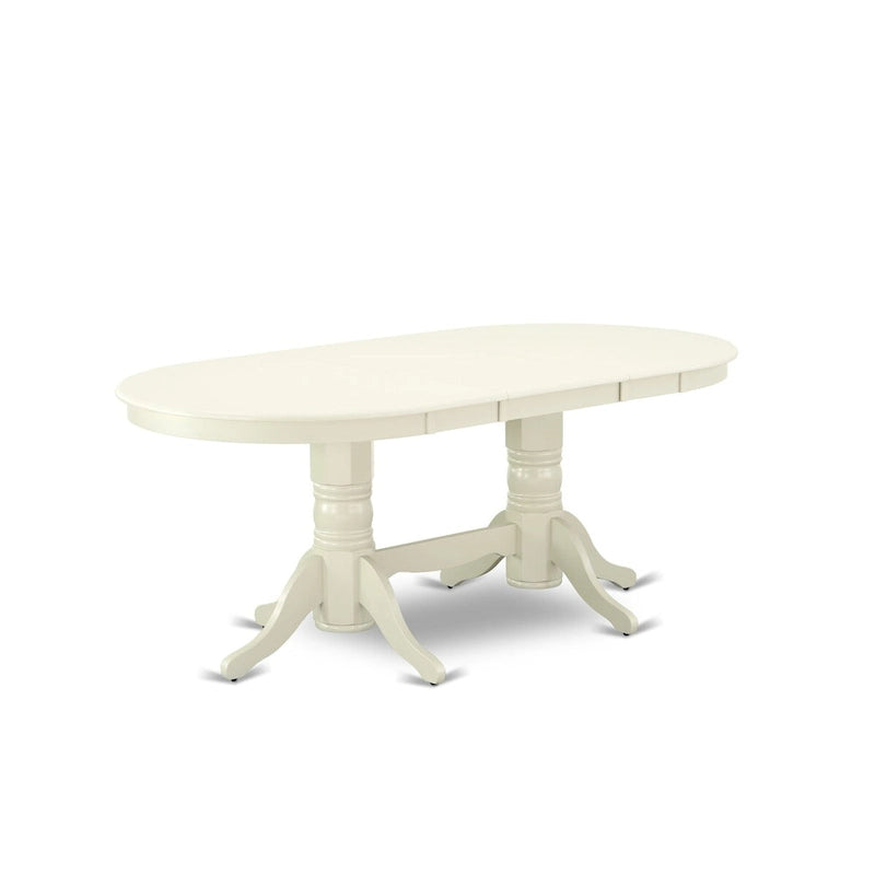 East West Furniture Ensemble de table de cuisine 9 pièces - une table à manger ovale et 8 chaises en tissu Shitake Linen, Linen White