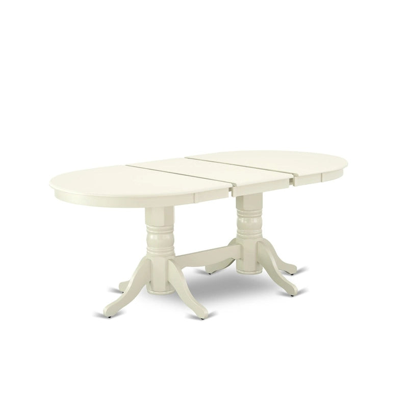 East West Furniture Ensemble de table de cuisine 9 pièces - une table à manger ovale et 8 chaises en tissu Shitake Linen, Linen White