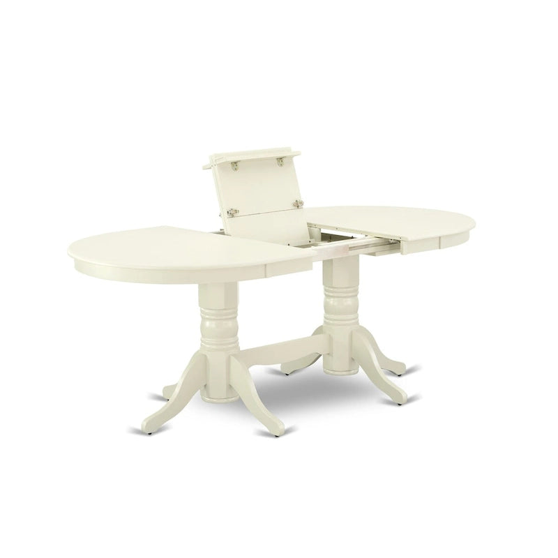 East West Furniture Ensemble de table de cuisine 9 pièces - une table à manger ovale et 8 chaises en tissu Shitake Linen, Linen White
