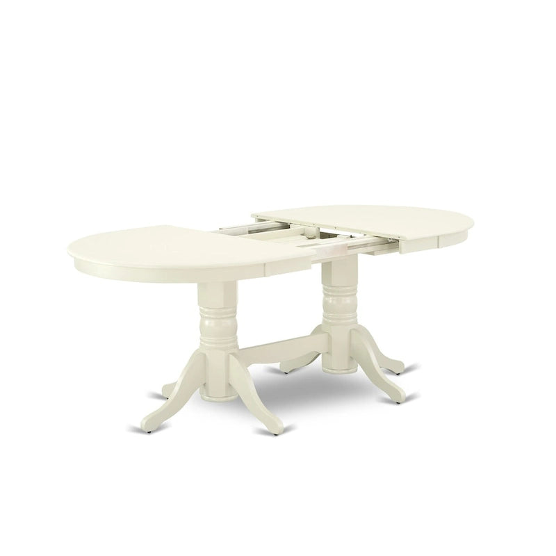 East West Furniture Ensemble de table de cuisine 9 pièces - une table à manger ovale et 8 chaises en tissu Shitake Linen, Linen White