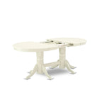 East West Furniture Ensemble de table de cuisine 9 pièces - une table à manger ovale et 8 chaises en tissu Shitake Linen, Linen White