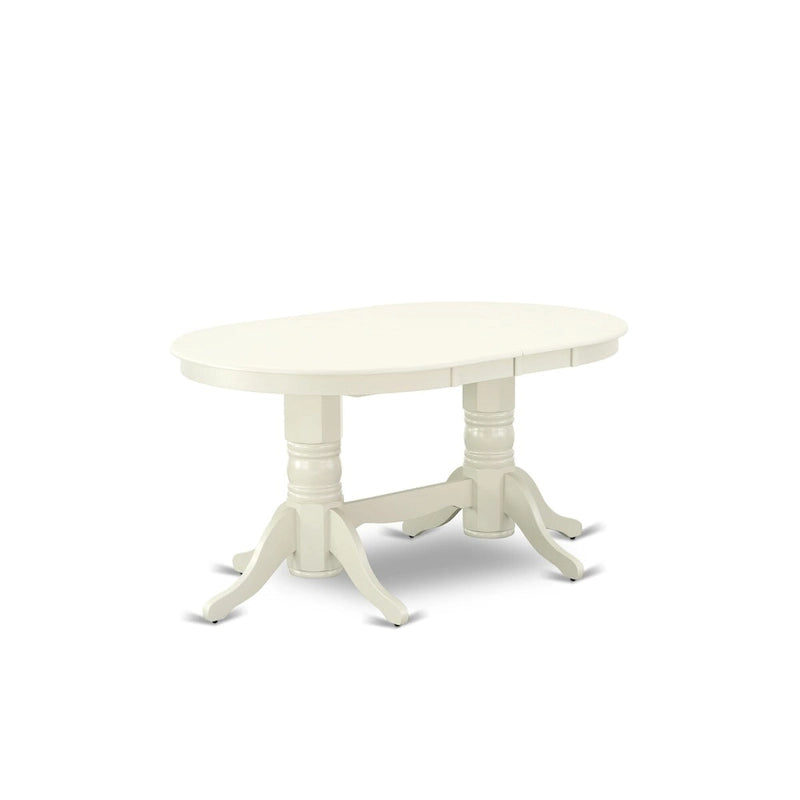East West Furniture Ensemble de table de cuisine 9 pièces - une table à manger ovale et 8 chaises en tissu Shitake Linen, Linen White