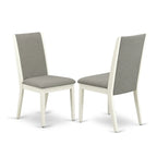 East West Furniture Ensemble de table de cuisine 9 pièces - une table à manger ovale et 8 chaises en tissu Shitake Linen, Linen White
