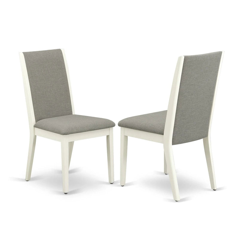 East West Furniture Ensemble de table de cuisine 9 pièces - une table à manger ovale et 8 chaises en tissu Shitake Linen, Linen White