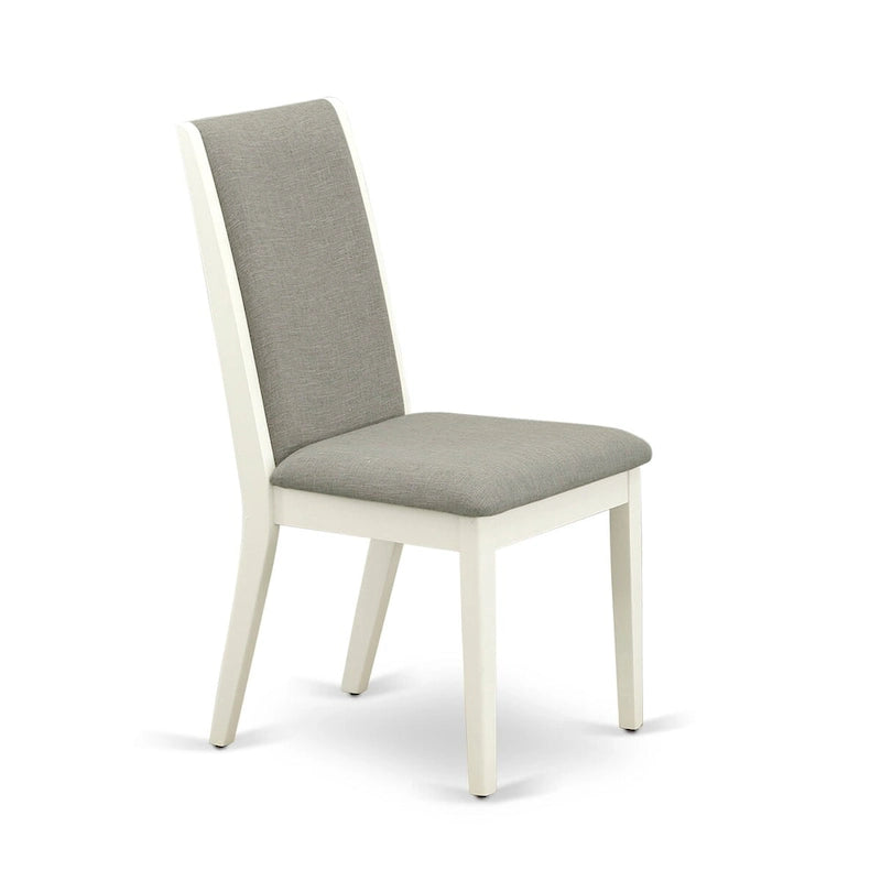 East West Furniture Ensemble de table de cuisine 9 pièces - une table à manger ovale et 8 chaises en tissu Shitake Linen, Linen White