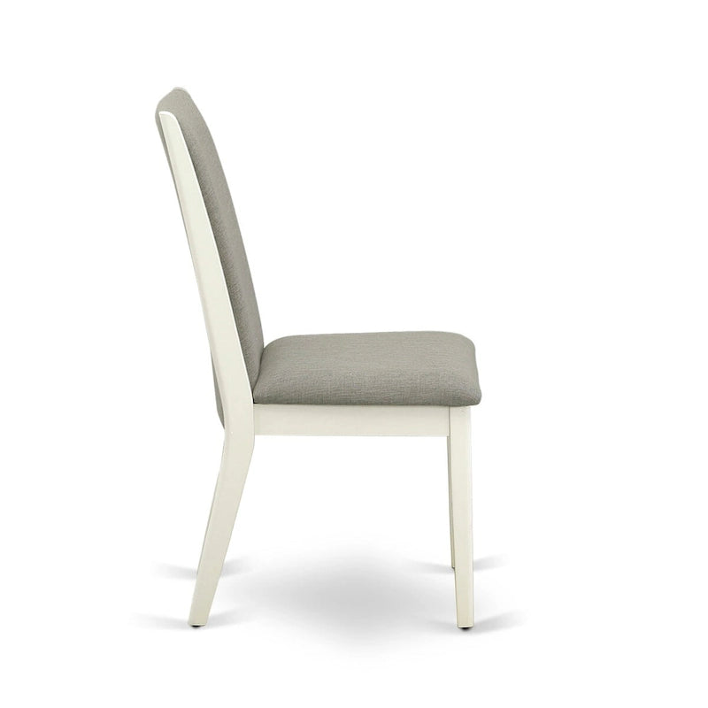 East West Furniture Ensemble de table de cuisine 9 pièces - une table à manger ovale et 8 chaises en tissu Shitake Linen, Linen White