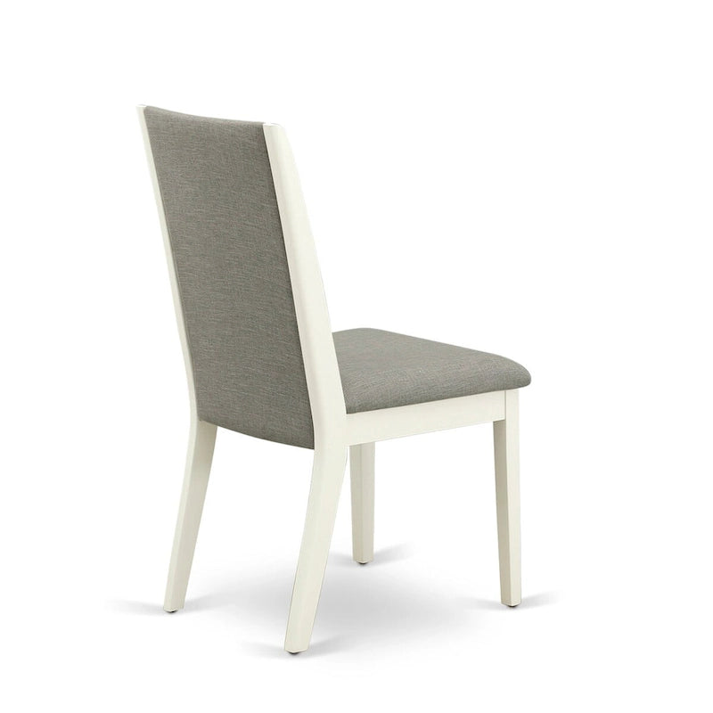 East West Furniture Ensemble de table de cuisine 9 pièces - une table à manger ovale et 8 chaises en tissu Shitake Linen, Linen White