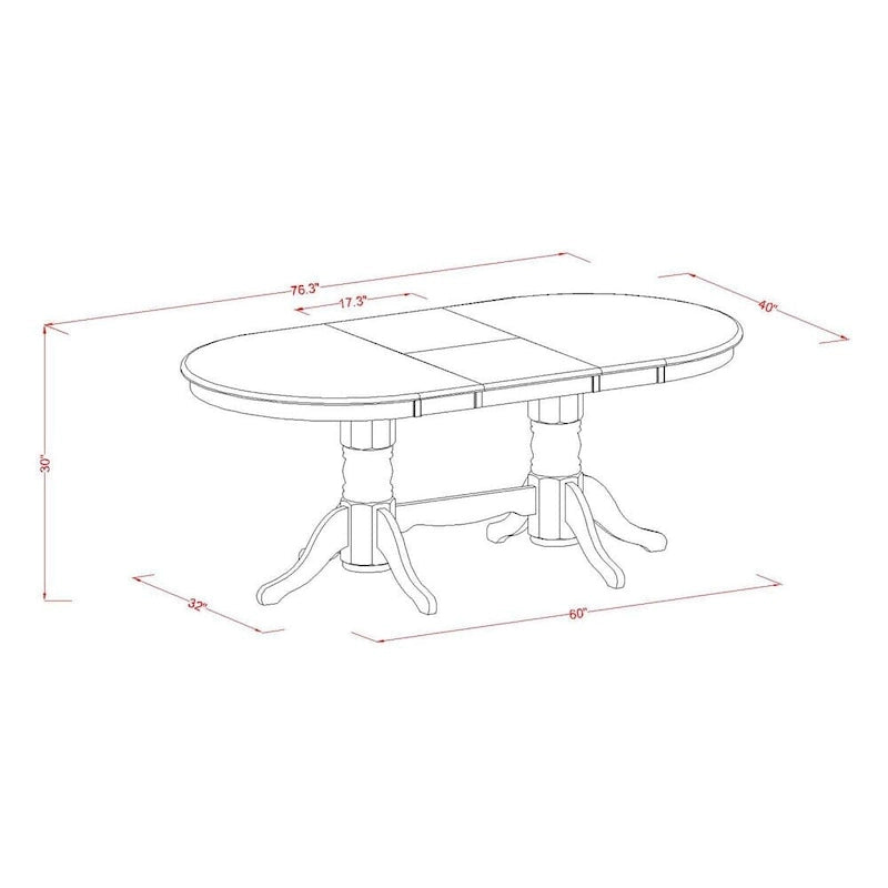 East West Furniture Ensemble de table de cuisine 9 pièces - une table à manger ovale et 8 chaises en tissu Shitake Linen, Linen White