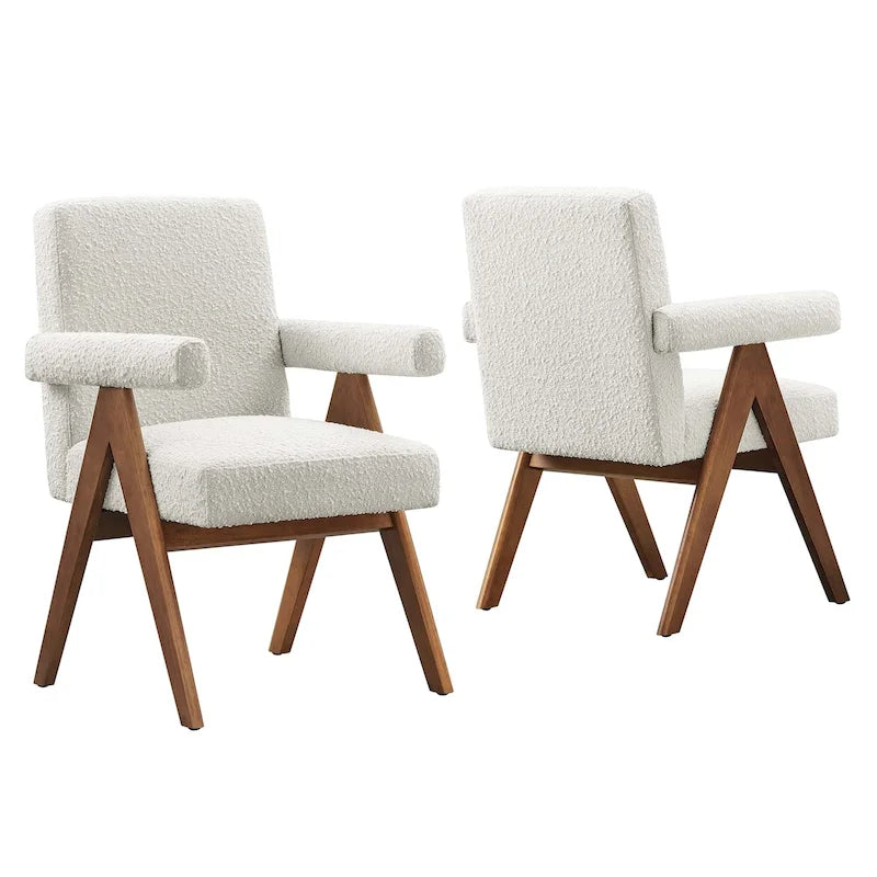 Chaise de salle à manger Lyra en tissu bouclé – Lot de 2