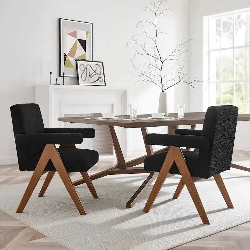 Chaise de salle à manger Lyra en tissu bouclé – Lot de 2