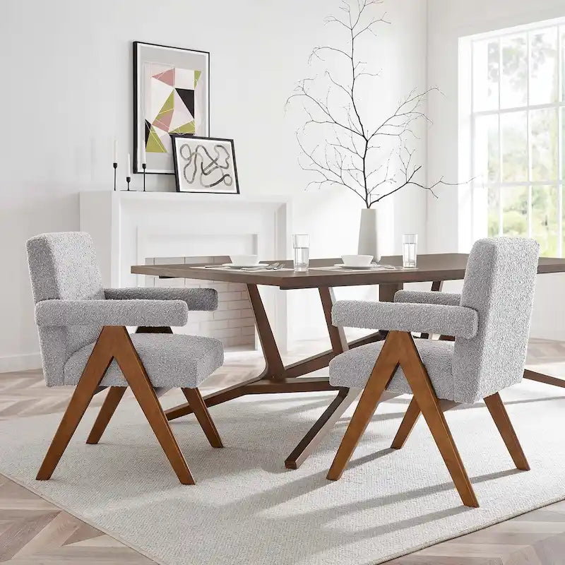 Chaise de salle à manger Lyra en tissu bouclé – Lot de 2