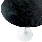 Table à manger ronde LeisureMod Verve 27 avec plateau en bois MDF et base en acier blanc pour cuisine et salle à manger