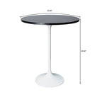 Table à manger ronde LeisureMod Verve 27 avec plateau en bois MDF et base en acier blanc pour cuisine et salle à manger