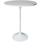 Table à manger ronde LeisureMod Verve 27 avec plateau en bois MDF et base en acier blanc pour cuisine et salle à manger