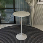 Table à manger ronde LeisureMod Verve 27 avec plateau en bois MDF et base en acier blanc pour cuisine et salle à manger