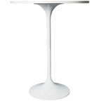 Table à manger ronde LeisureMod Verve 27 avec plateau en bois MDF et base en acier blanc pour cuisine et salle à manger