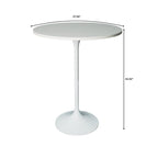 Table à manger ronde LeisureMod Verve 27 avec plateau en bois MDF et base en acier blanc pour cuisine et salle à manger