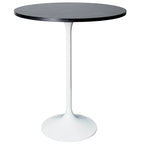 Table à manger ronde LeisureMod Verve 27 avec plateau en bois MDF et base en acier blanc pour cuisine et salle à manger