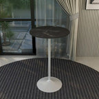 Table à manger ronde LeisureMod Verve 27 avec plateau en bois MDF et base en acier blanc pour cuisine et salle à manger