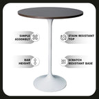 Table à manger ronde LeisureMod Verve 27 avec plateau en bois MDF et base en acier blanc pour cuisine et salle à manger
