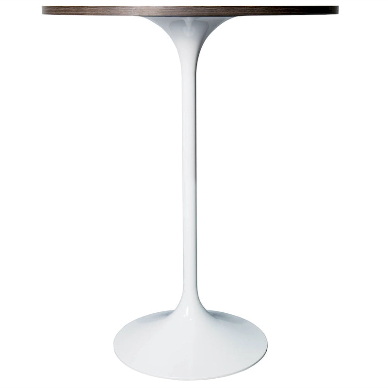 Table à manger ronde LeisureMod Verve 27 avec plateau en bois MDF et base en acier blanc pour cuisine et salle à manger