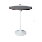 Table à manger ronde LeisureMod Verve 27 avec plateau en bois MDF et base en acier blanc pour cuisine et salle à manger
