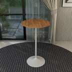 Table à manger ronde LeisureMod Verve 27 avec plateau en bois MDF et base en acier blanc pour cuisine et salle à manger