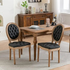 Chaises de salle à manger modernes du milieu du siècle, lot de 4, chaises de salle à manger haut de gamme en cuir PU touffeté avec garniture cloutée et pieds en bois massif