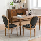 Chaises de salle à manger modernes du milieu du siècle, lot de 4, chaises de salle à manger haut de gamme en cuir PU touffeté avec garniture cloutée et pieds en bois massif