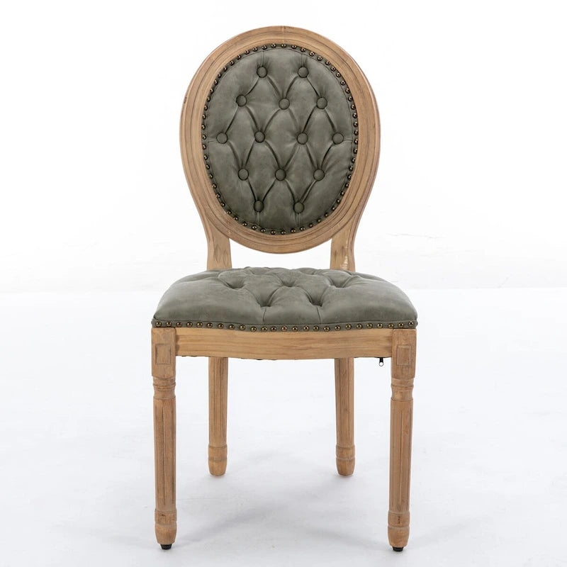 Chaises de salle à manger modernes du milieu du siècle, lot de 4, chaises de salle à manger haut de gamme en cuir PU touffeté avec garniture cloutée et pieds en bois massif