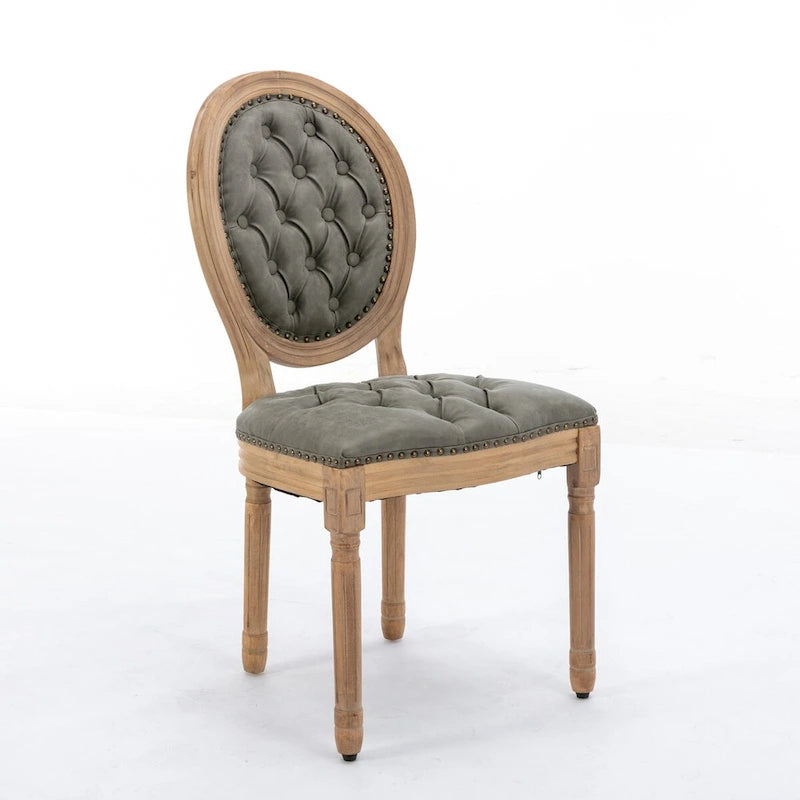 Chaises de salle à manger modernes du milieu du siècle, lot de 4, chaises de salle à manger haut de gamme en cuir PU touffeté avec garniture cloutée et pieds en bois massif