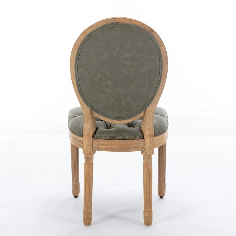 Chaises de salle à manger modernes du milieu du siècle, lot de 4, chaises de salle à manger haut de gamme en cuir PU touffeté avec garniture cloutée et pieds en bois massif