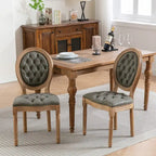 Chaises de salle à manger modernes du milieu du siècle, lot de 4, chaises de salle à manger haut de gamme en cuir PU touffeté avec garniture cloutée et pieds en bois massif