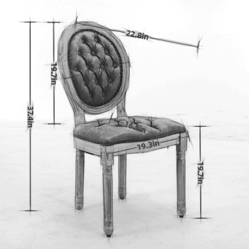Chaises de salle à manger modernes du milieu du siècle, lot de 4, chaises de salle à manger haut de gamme en cuir PU touffeté avec garniture cloutée et pieds en bois massif